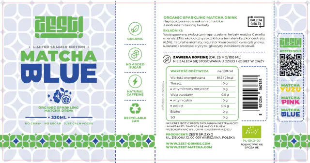 Blue Matcha Zest label
