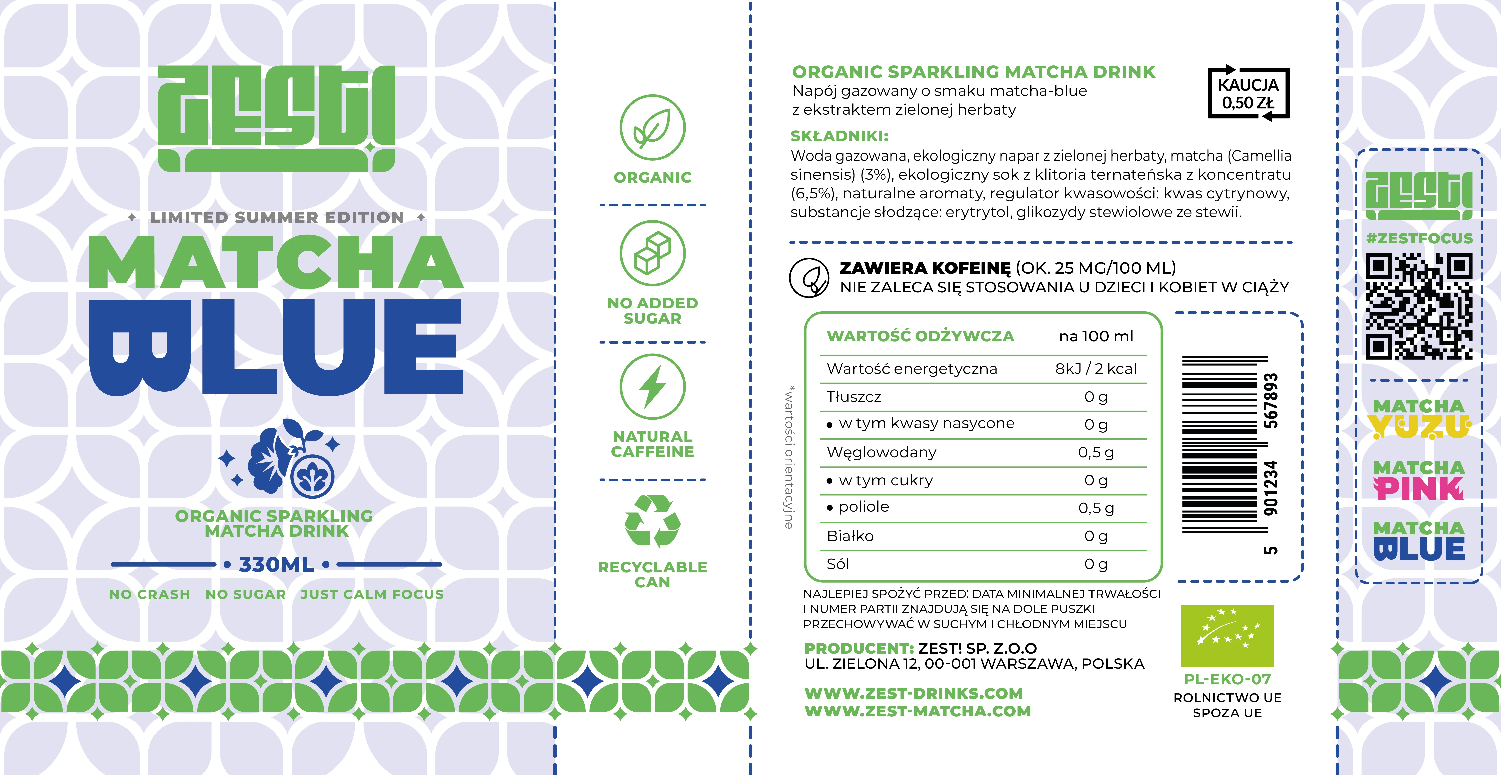Blue Matcha Zest label